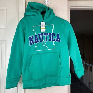 NWT Nautica Boys Old School Solid Long Sleeve Pullover Hoodie Size 10/12 #607